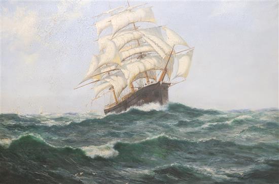 After Montague Dawson Clipper at sea 60 x 90cm.